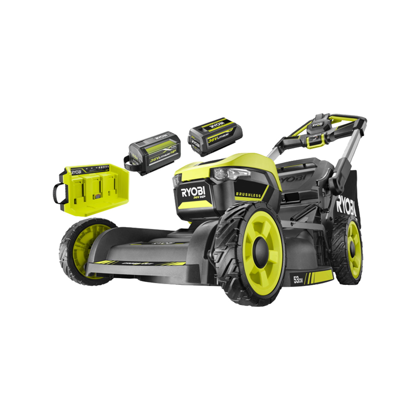 Ryobi 36V HP Brushless 53cm Self-Propelled Lawn Mower 6Ah Kit
